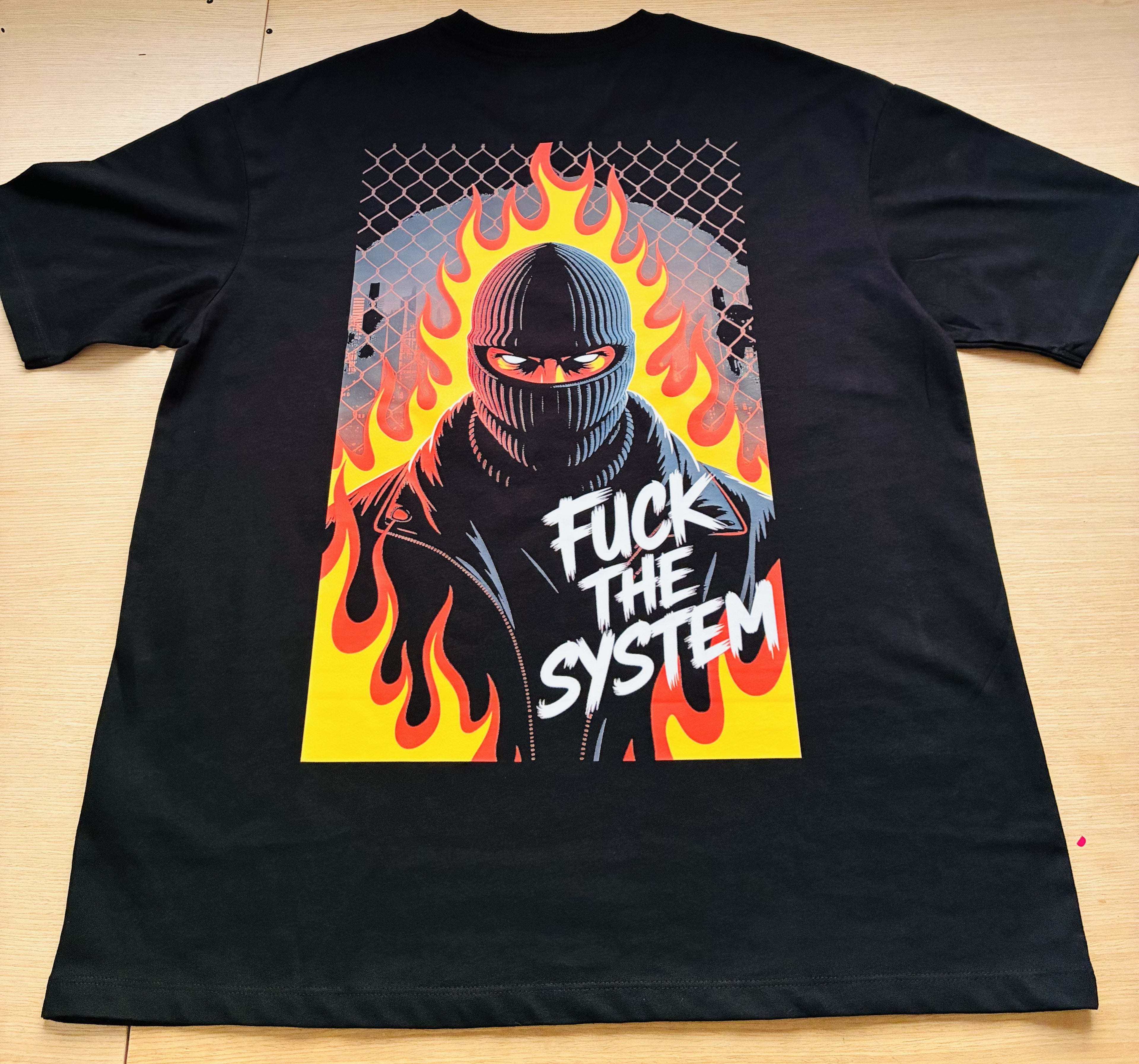 Camiseta Oversized "Fuck The System" – Black Edition