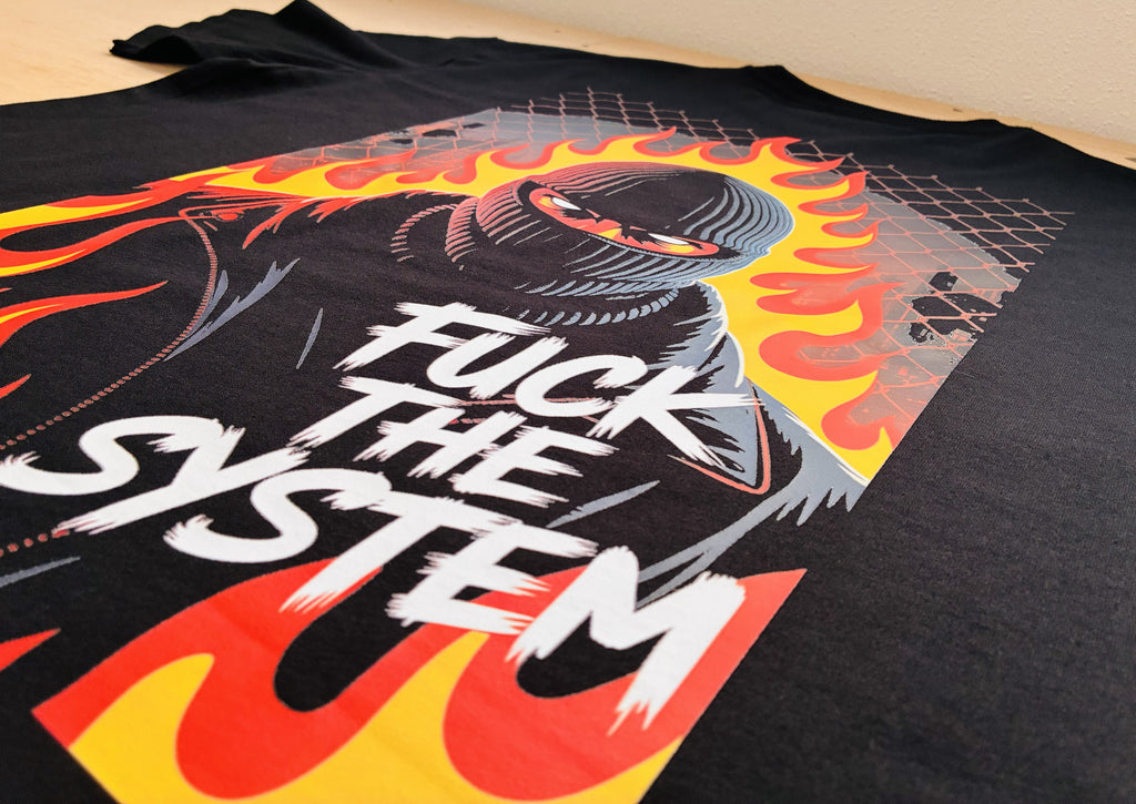 Camiseta Oversized "Fuck The System" – Black Edition