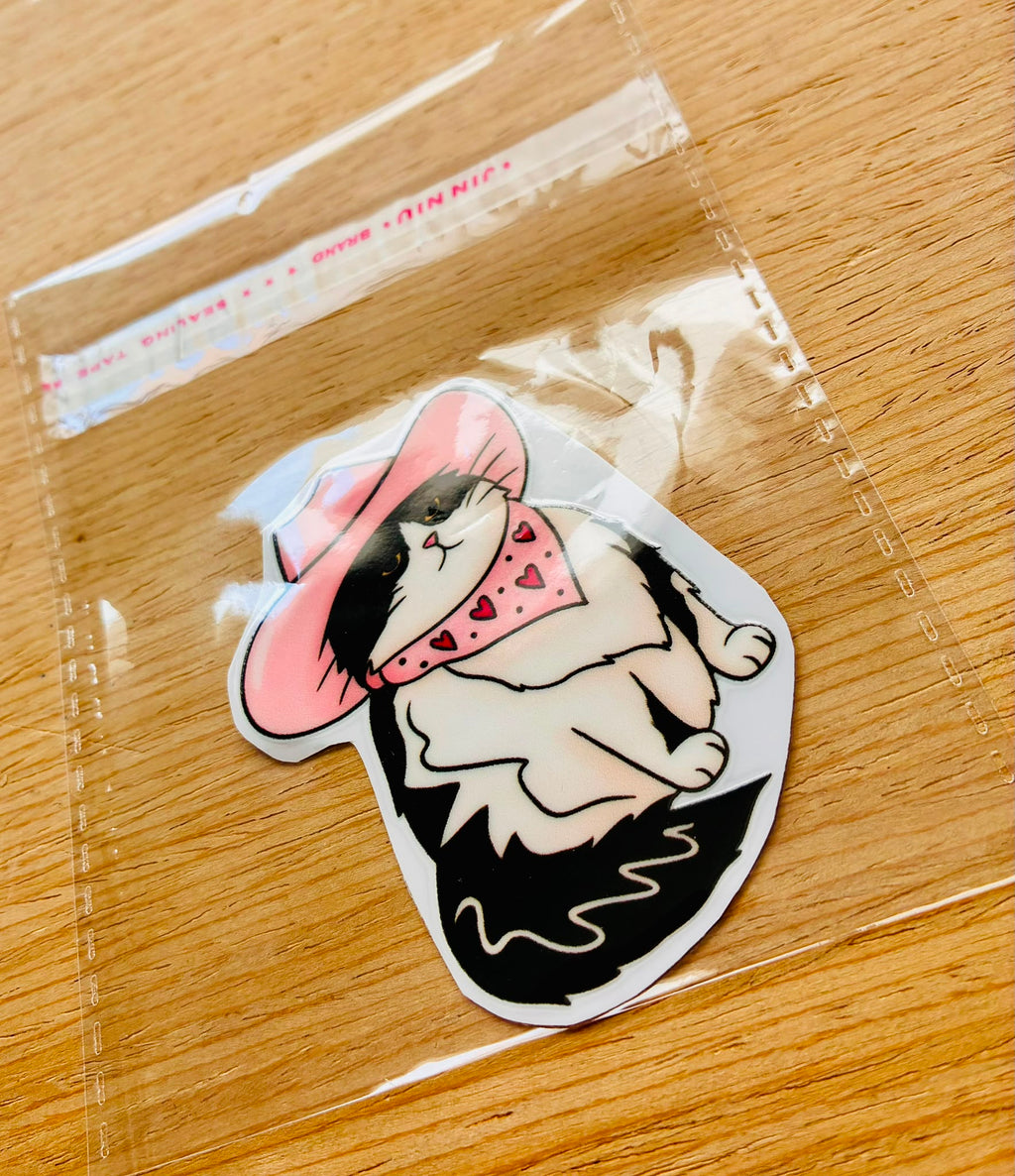 Sticker DTF UV "Gato Vaquero Corazones" – Soft Edition
