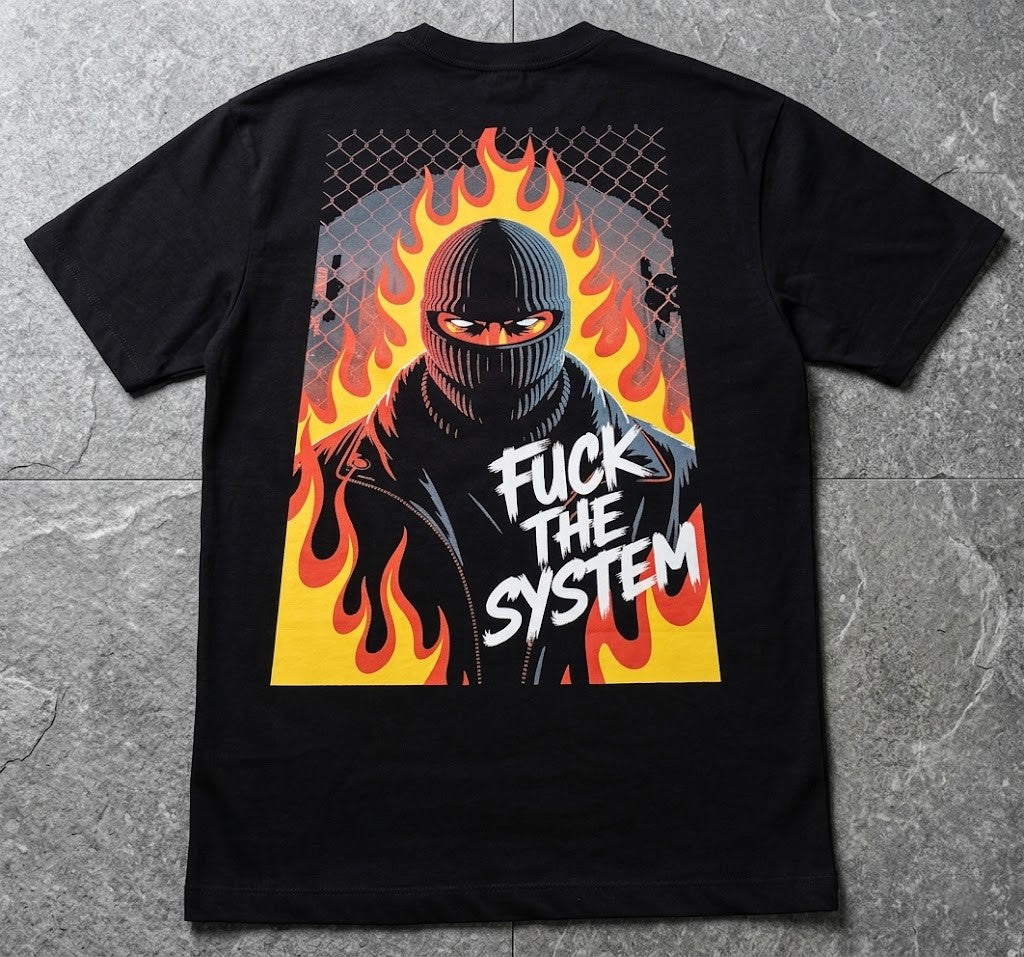 Camiseta Oversized "Fuck The System" – Black Edition