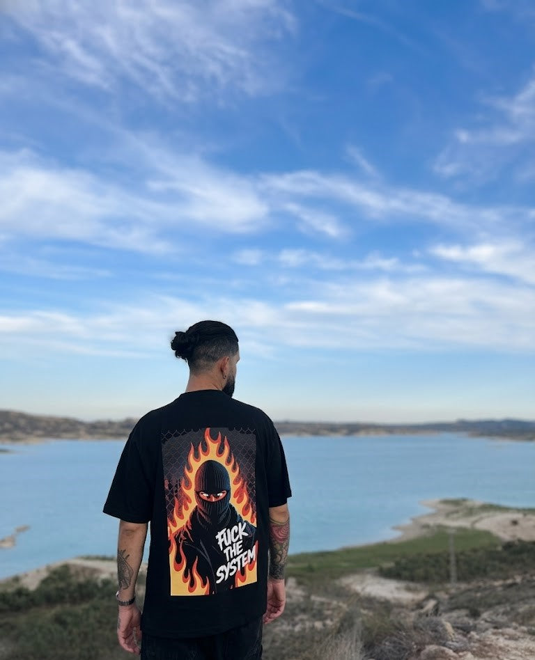 Camiseta Oversized "Fuck The System" – Black Edition
