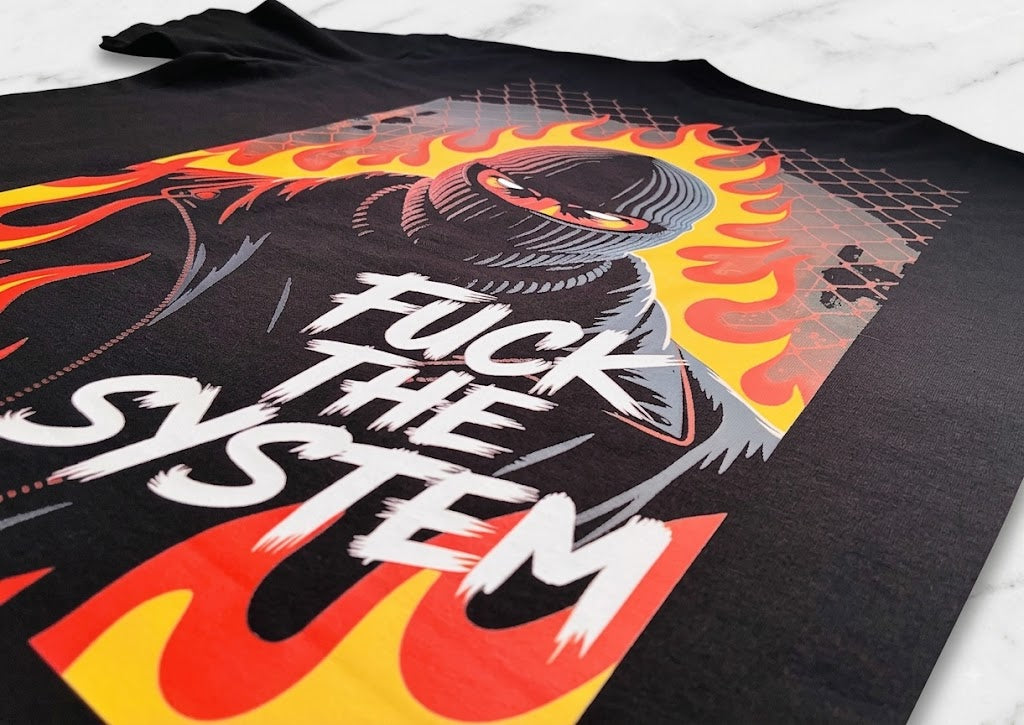 Camiseta Oversized "Fuck The System" – Black Edition