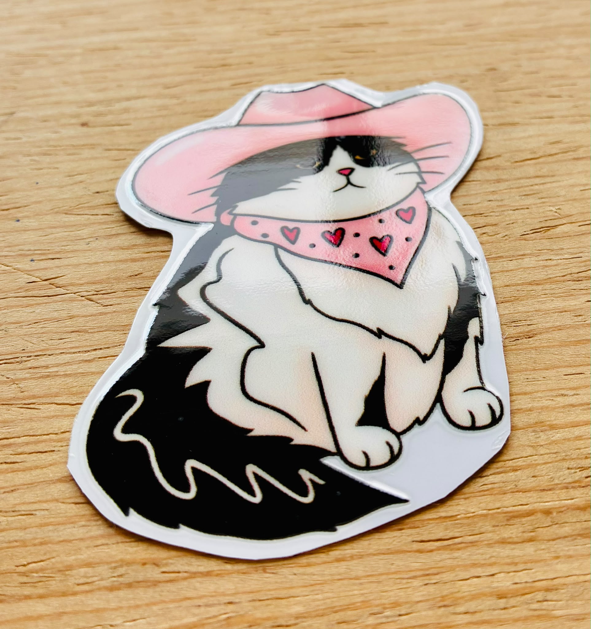 Sticker DTF UV "Gato Vaquero Corazones" – Soft Edition