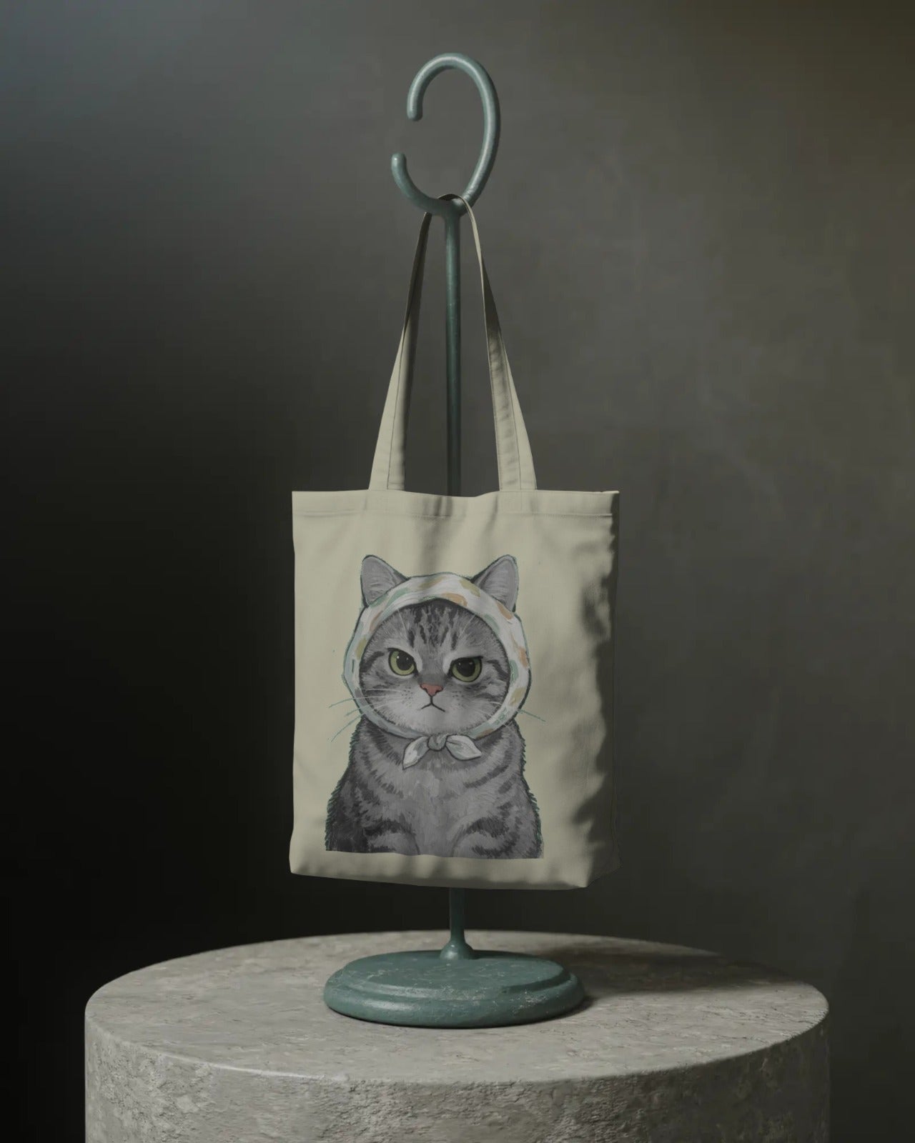Tote Bag de Algodón Orgánico Premium - Edición "Gato con Pañoleta"