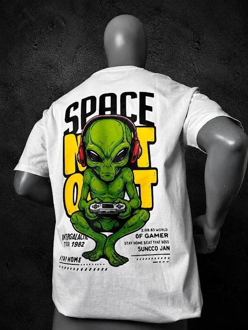 Camiseta Oversized "Alien Gamer" – Space Edition