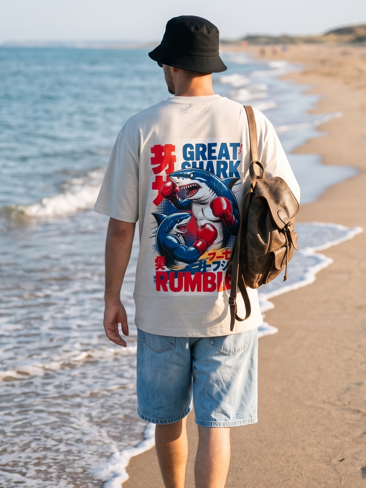 Camiseta Oversize "Great Shark Rumble" – 210g Premium Streetwear