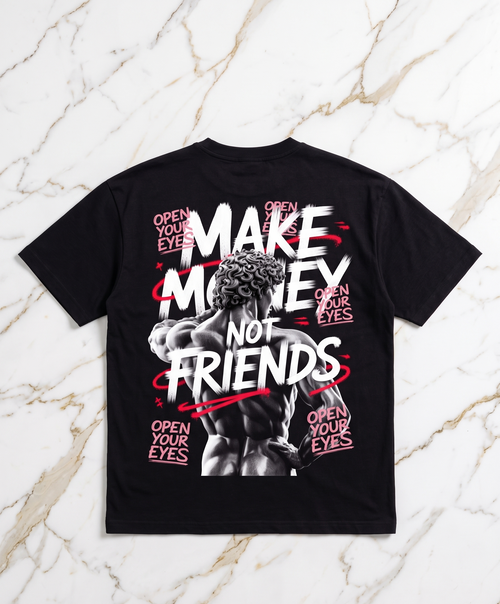 Camiseta Oversize "Make Money Not Friends" – 210g Premium