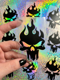 Sticker Holográfico - Flaming Skull