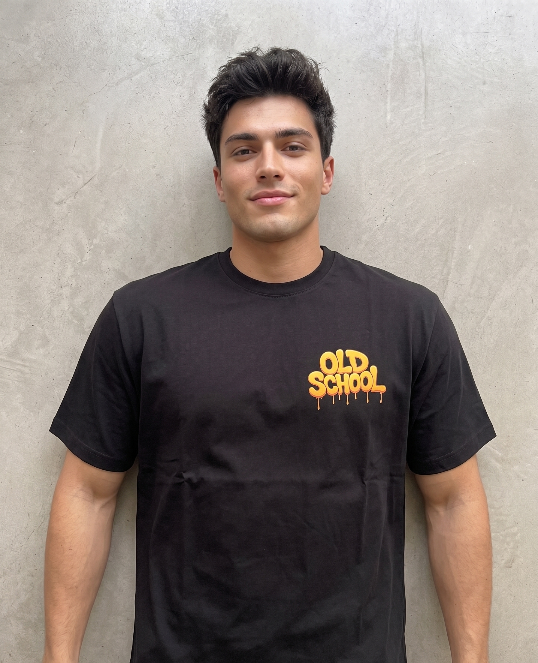Camiseta Oversize "Old School Cat" – Black Edition