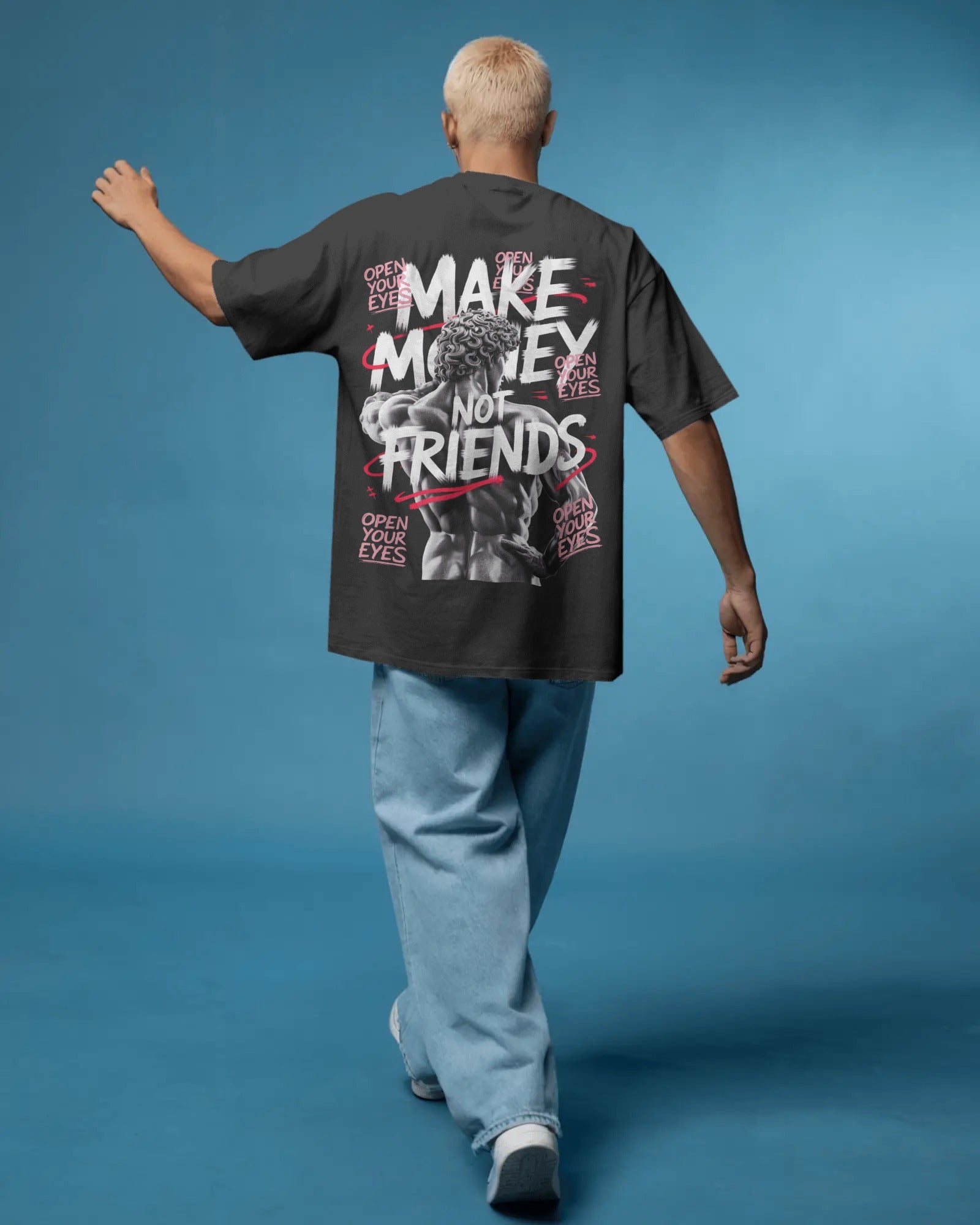 Camiseta Oversize "Make Money Not Friends" – 210g Premium