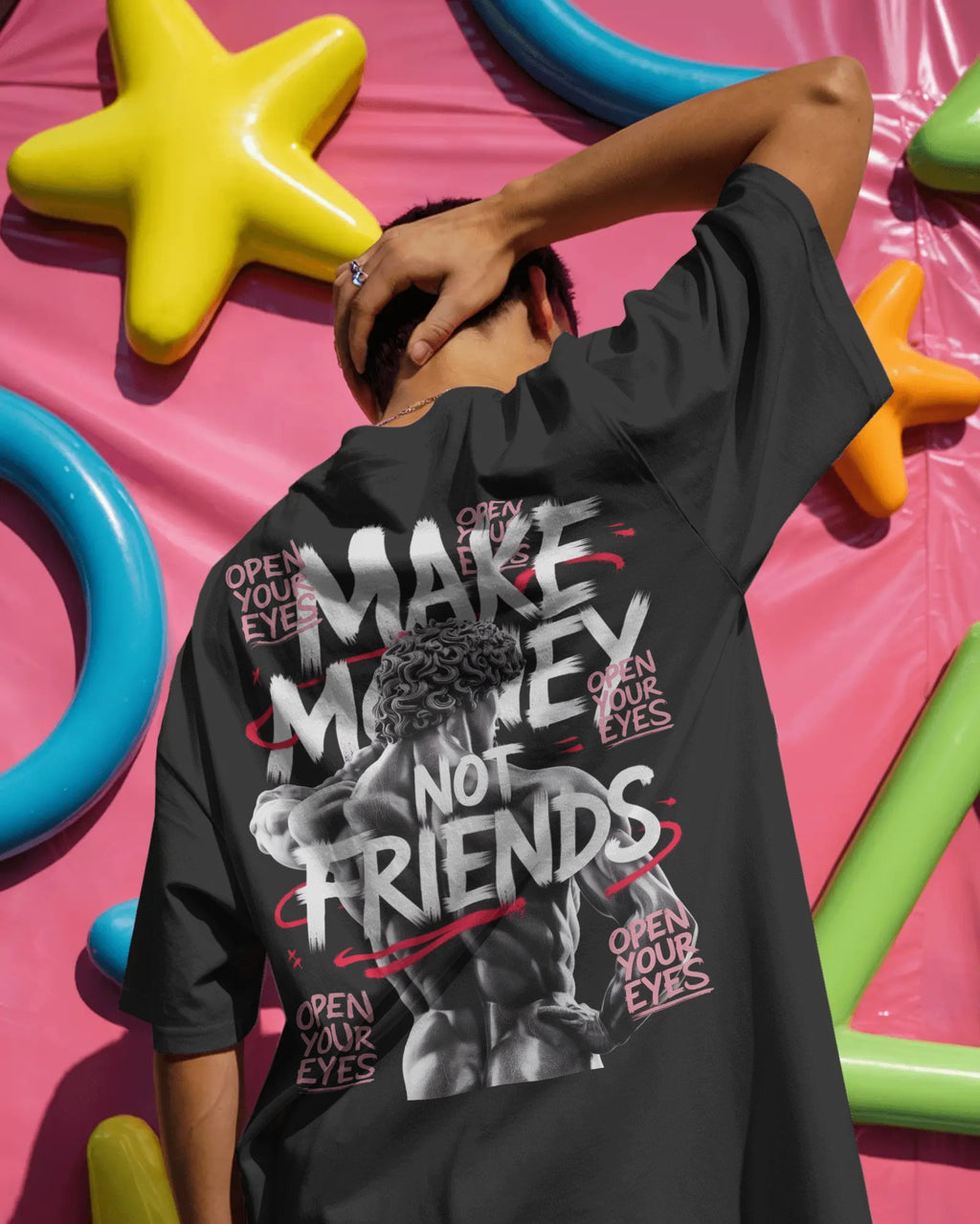 Camiseta Oversize "Make Money Not Friends" – 210g Premium