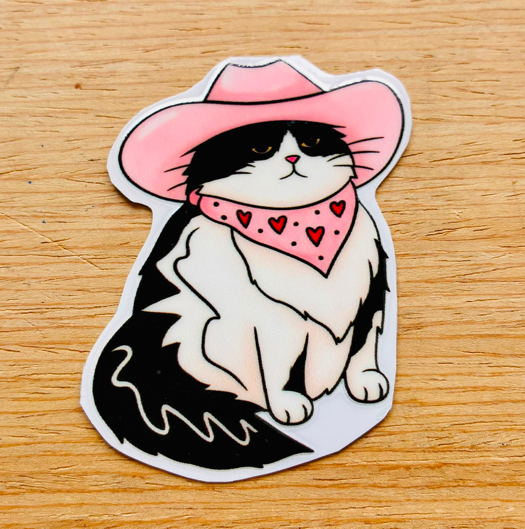 Sticker DTF UV "Gato Vaquero Corazones" – Soft Edition