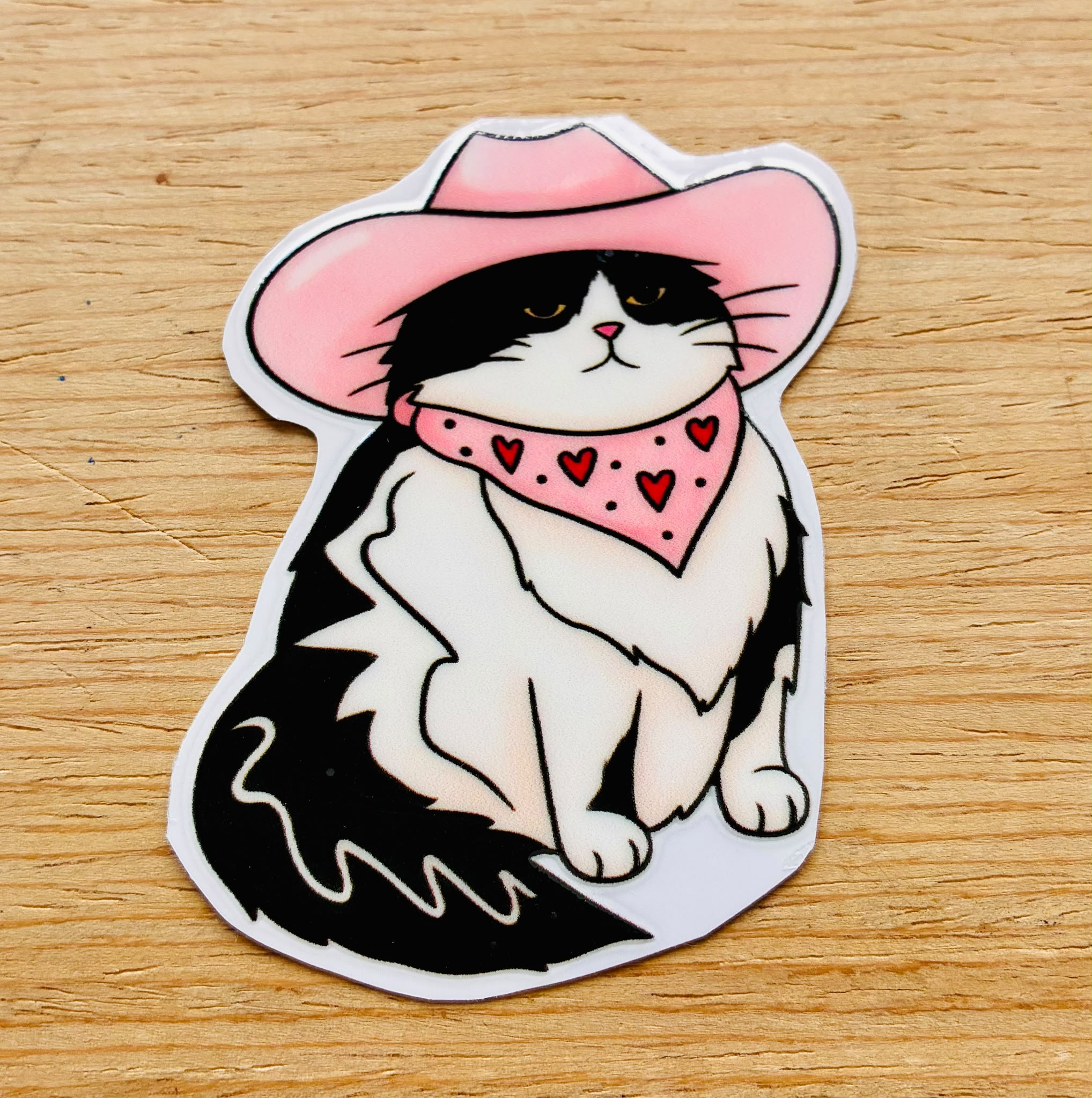 Sticker DTF UV "Gato Vaquero Corazones" – Soft Edition