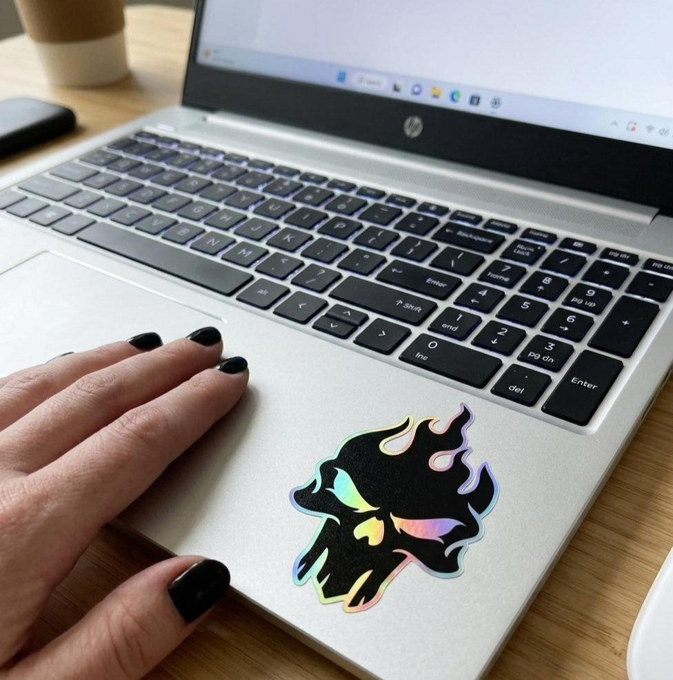 Sticker Holográfico - Flaming Skull
