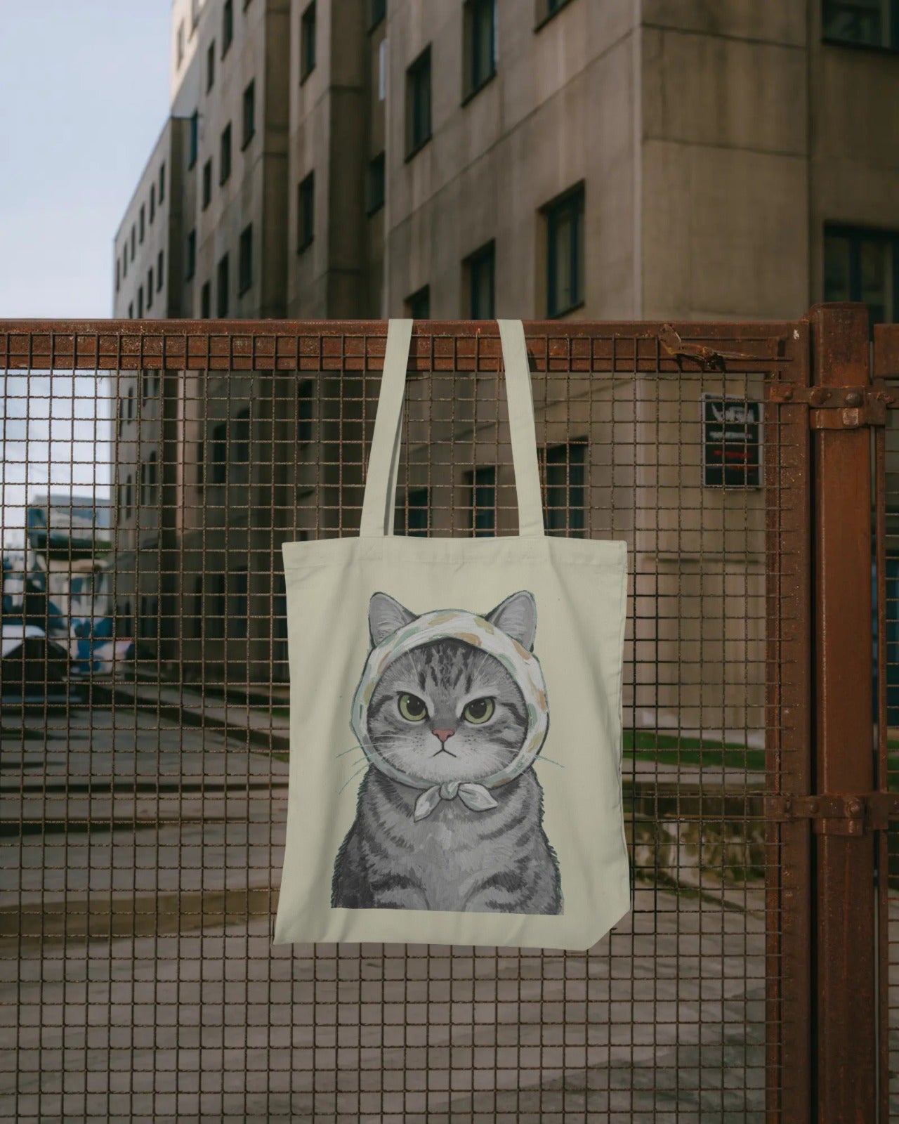 Tote Bag de Algodón Orgánico Premium - Edición "Gato con Pañoleta"