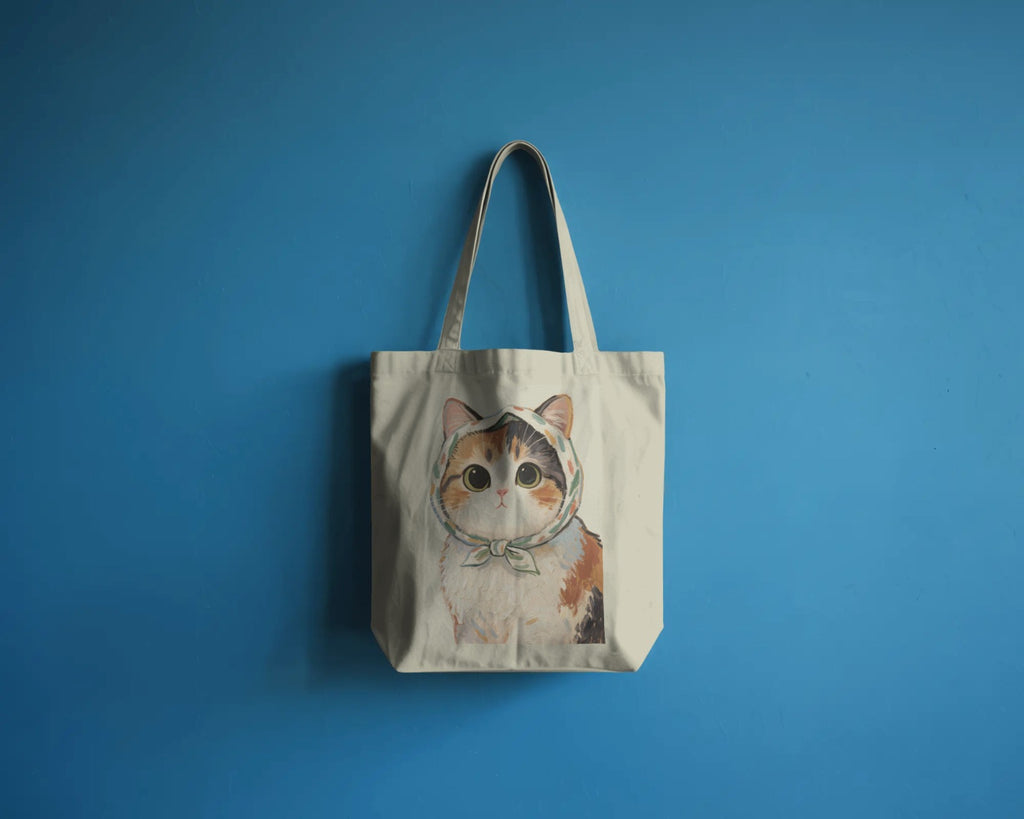 Tote Bag de Algodón Orgánico Premium - Edición "Gato Calicó Pintoresco